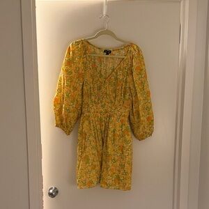 J. Crew Yellow Floral Long Sleeve Dress